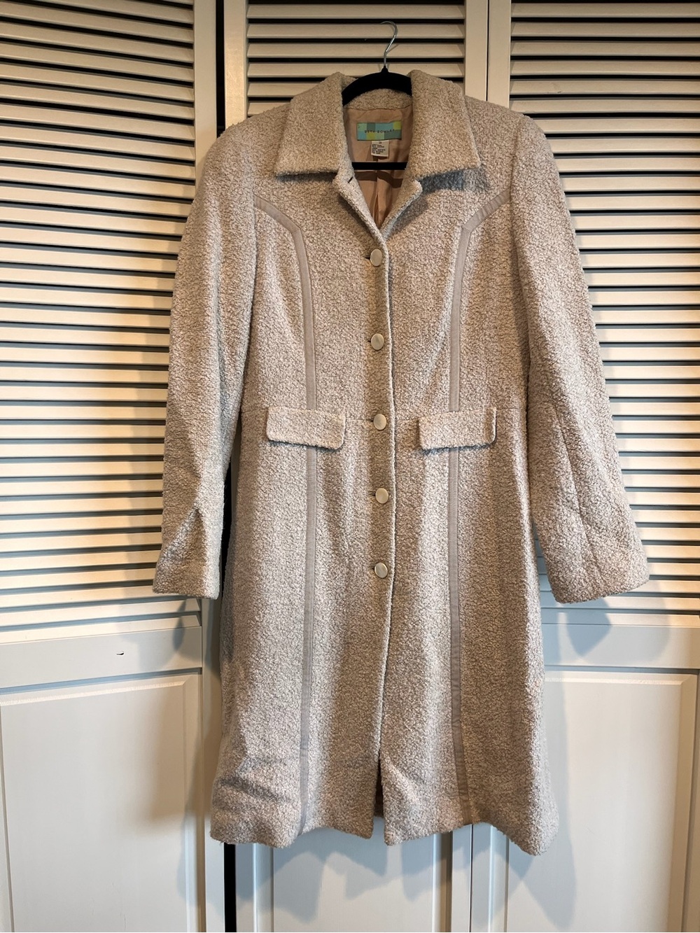 🏠 Beth Bowley Cream Textured Long Trench / House Coat - VINTAGE, slimming!